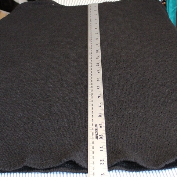 NEW Gilli $68 Medium Black‎ Pointelle Scoop Neck 3/4 Sleeve 100% Cotton Sweater - Picture 11 of 11